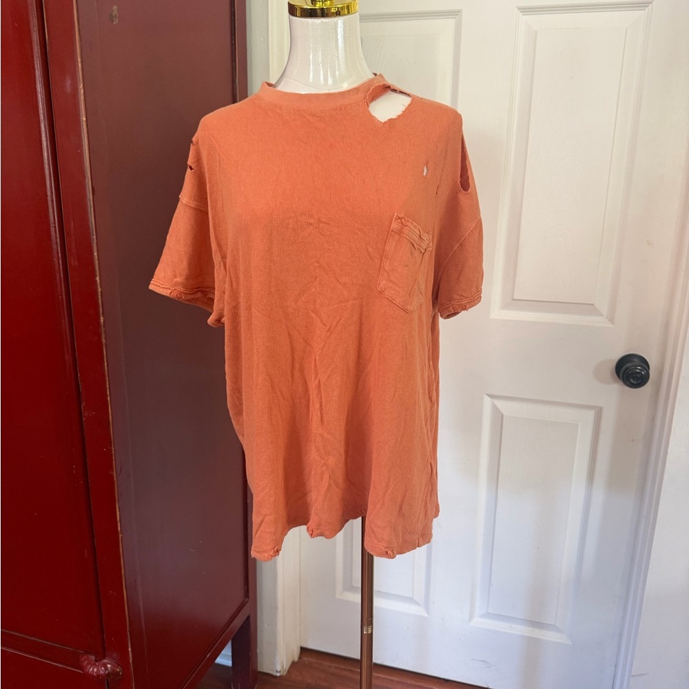 Women’s Orange Distressed T-Shirt